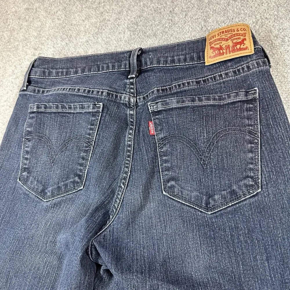 Levis 505 Straight Leg Jeans Womens Size 8 Dark Wash Denim Mid Rise Stretch